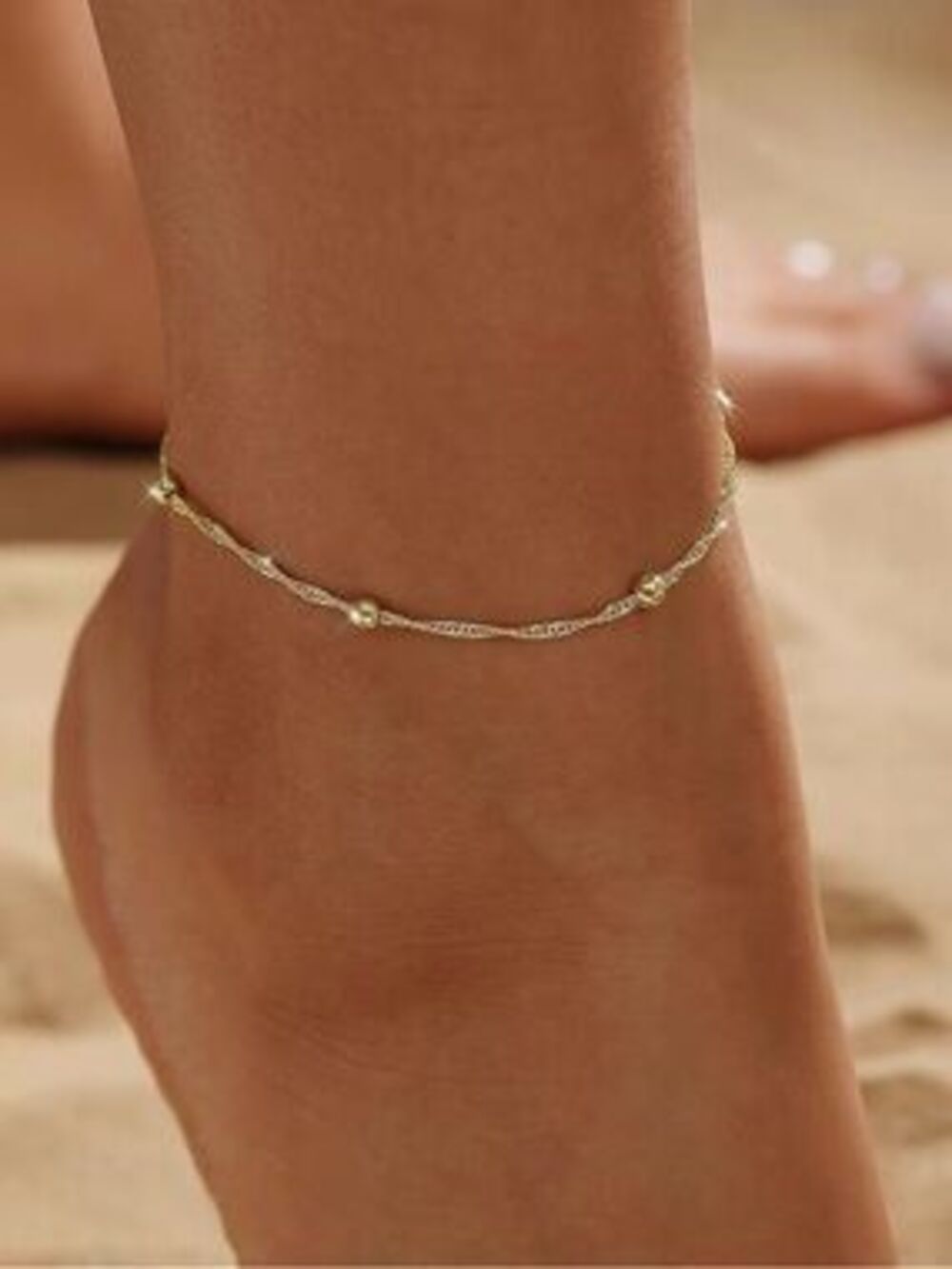 NEW 14K Gold Plated Delicate Gold Bead Anklet